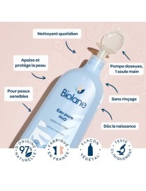 Biolane Eau Pure H2O 750ml – Nettoie et Hydrate en Douceur