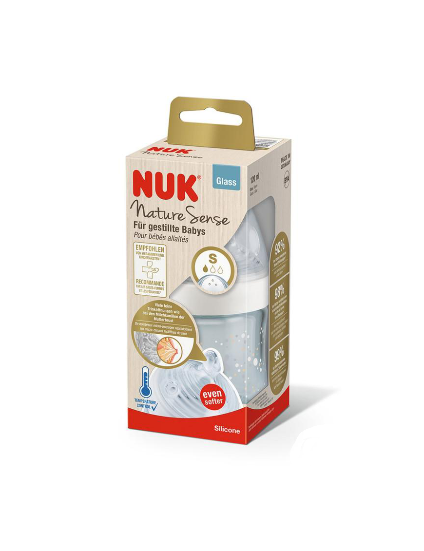 Biberon Nature Sens en Verre 120ml 0_6 mois pour Bébé - NUK