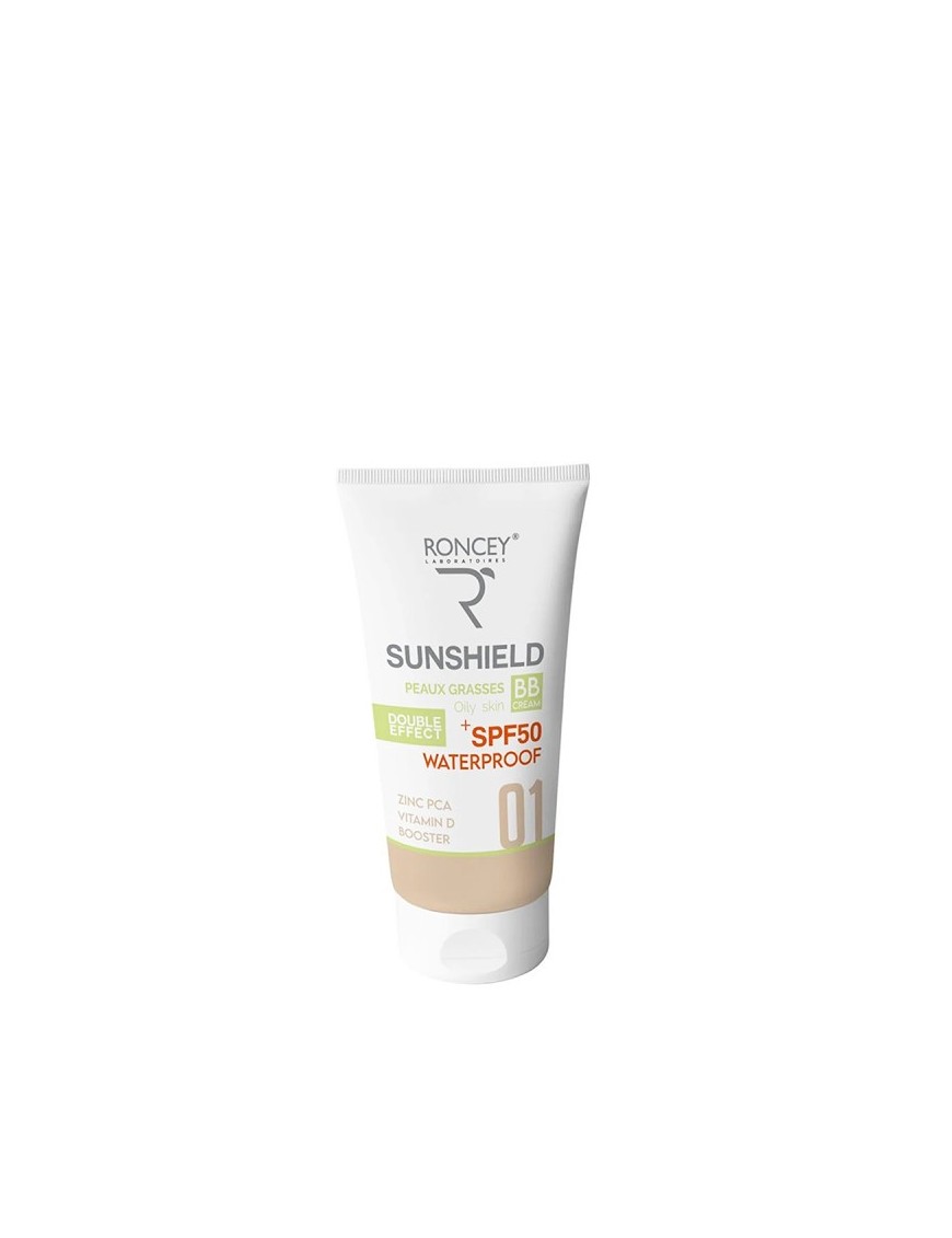 "Écran Sunshield Teinté 01 Peau Grasse SPF 50+ 50ml Roncey"